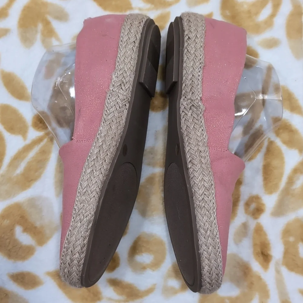 Easy Spirit Dusty Pink Shimmer Espadrille Slip On Flats Size 9.5